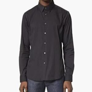 Theory Patrick Men’s Long Sleeve Button Down Dress Shirt Dark Grey Size Large